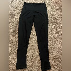small yogalicious black leggings with mesh leg